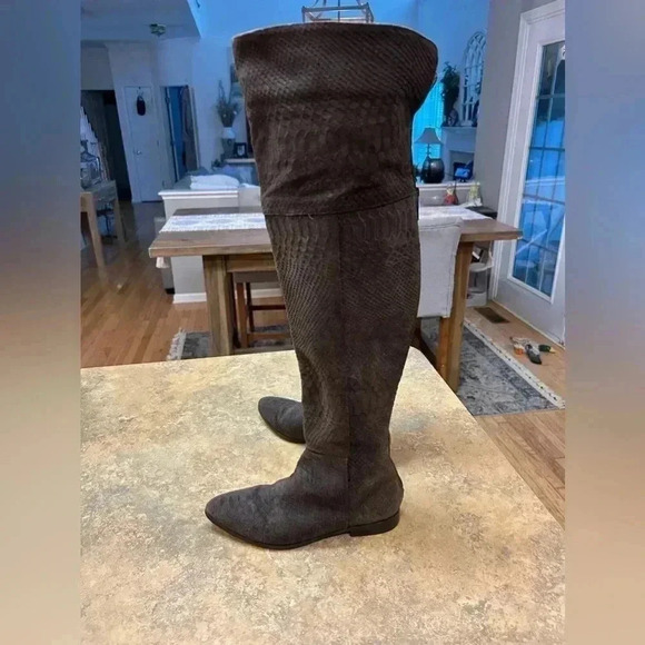 Seychelles Anthropologie Brown Victory Croc Over Knee Boots - Picture 8 of 15